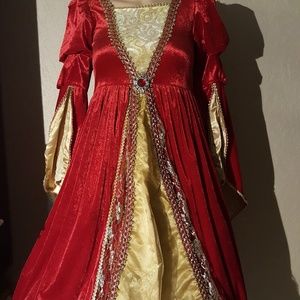 Halloween Red /Gold Queen costume dress for girls